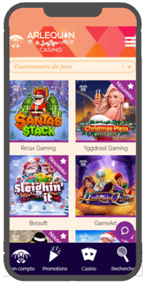 Casino Arlequin disponible sur mobile