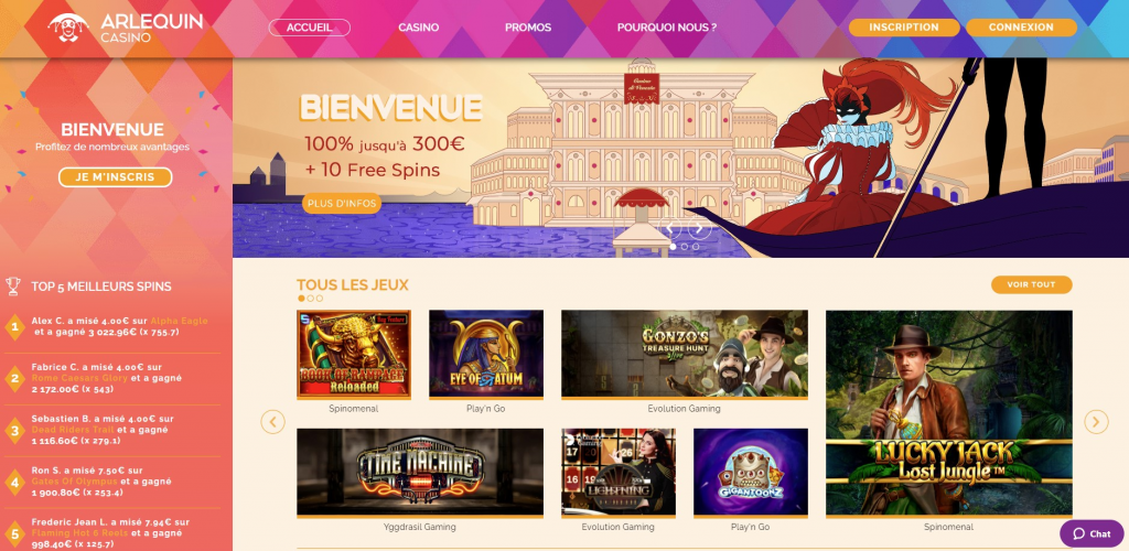 Bonus de bienvenue Arlequin Casino