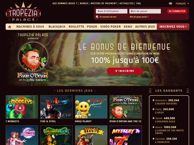 Bonus de bienvenue Tropezia Palace