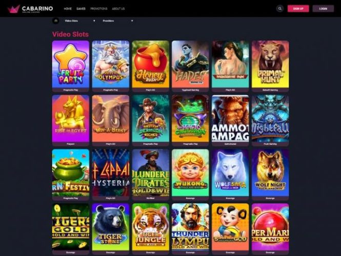  jeux disponibles sur Casino Cabarino