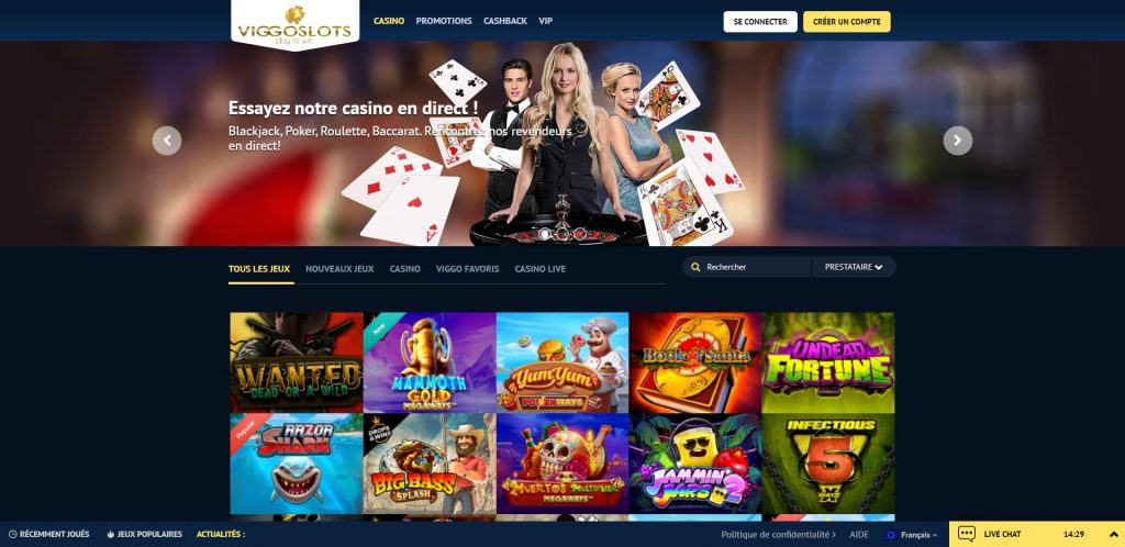  jeux live sur Viggoslot Casino