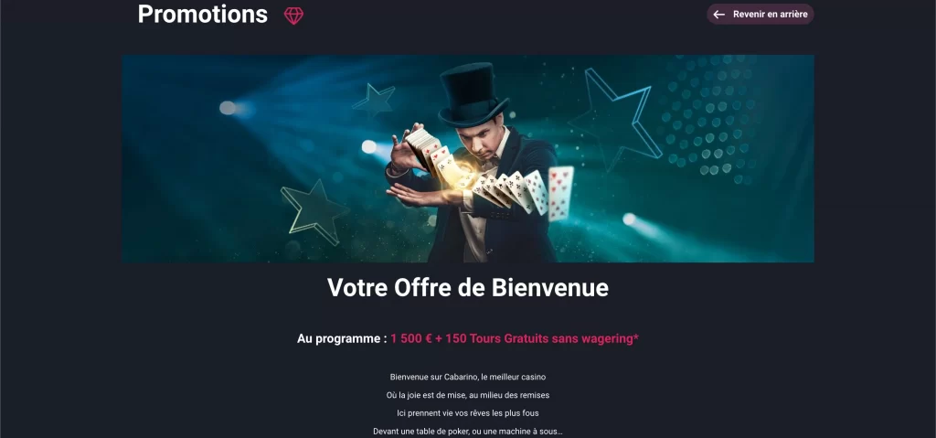 Bonus de bienvenue cabarino casino