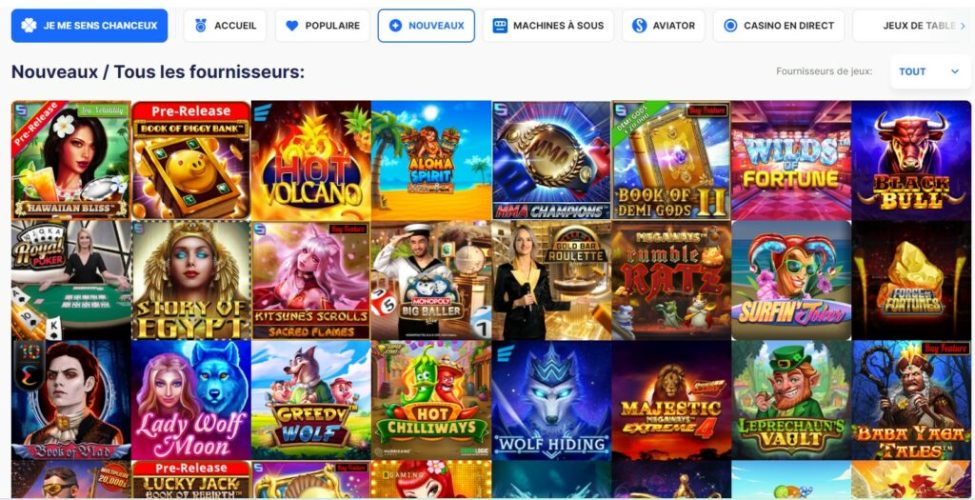 jeux disponibles sur Icecasino