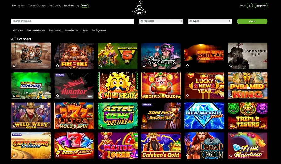  jeux disponibles sur Magic win casino