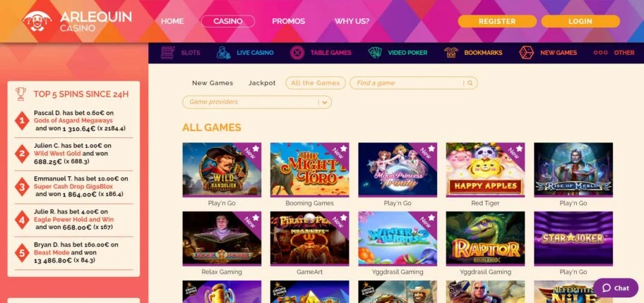 jeux gratuits de Arlequin Casino en ligne
