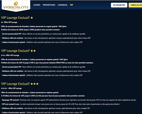 programme VIP sur Viggoslots Casino