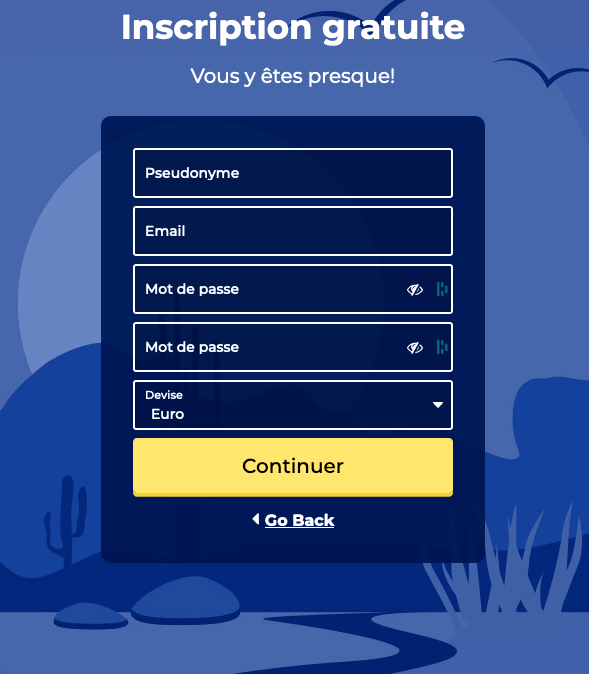 inscription sur Lucky Treasure casino